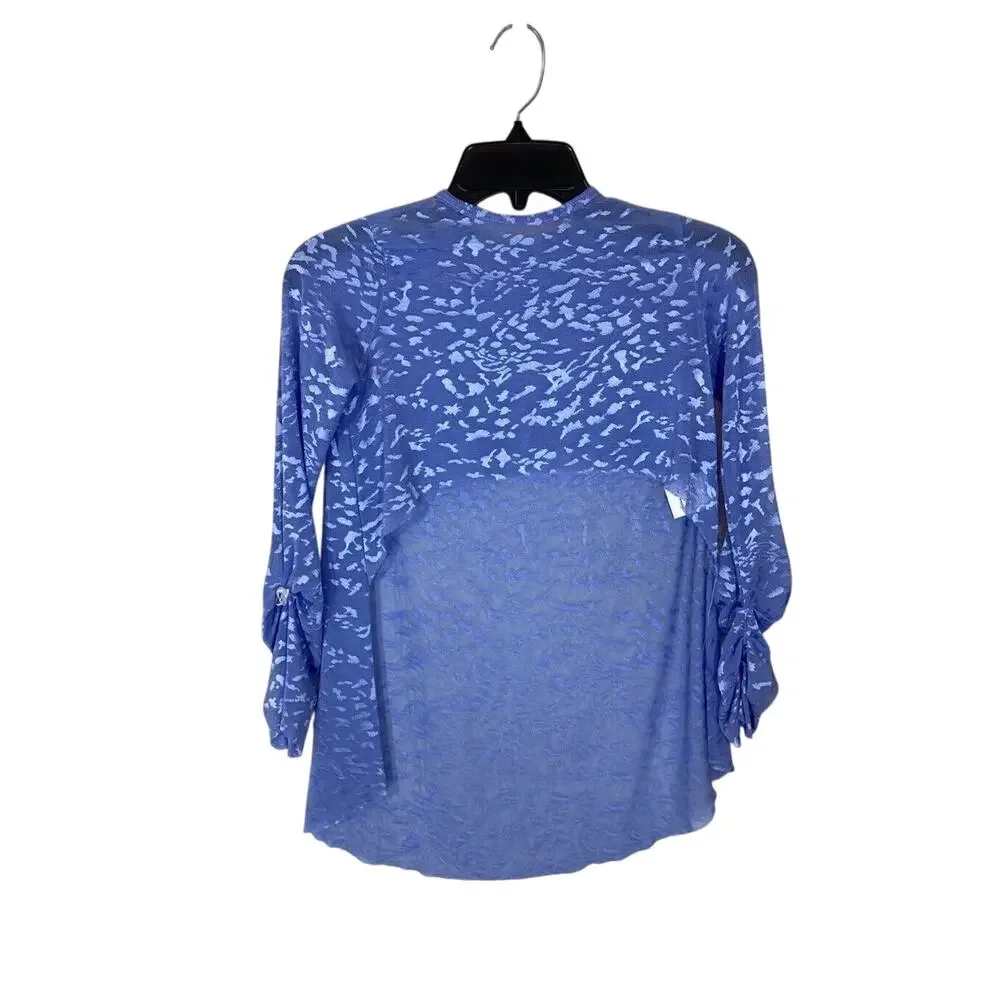 Periwinkle Oversized Girls Contours Pret A Porter Mesh Open Back Dance Top